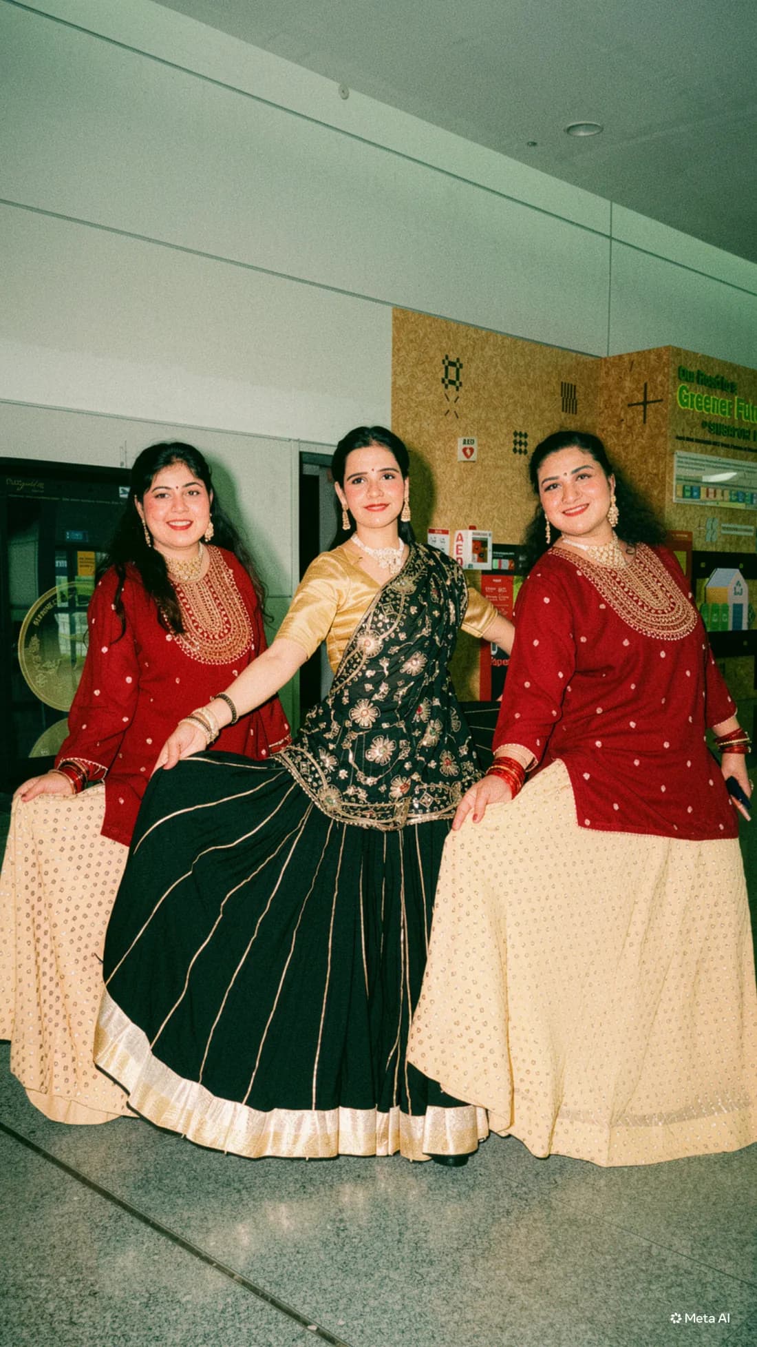 Vibha with two dancers backstage